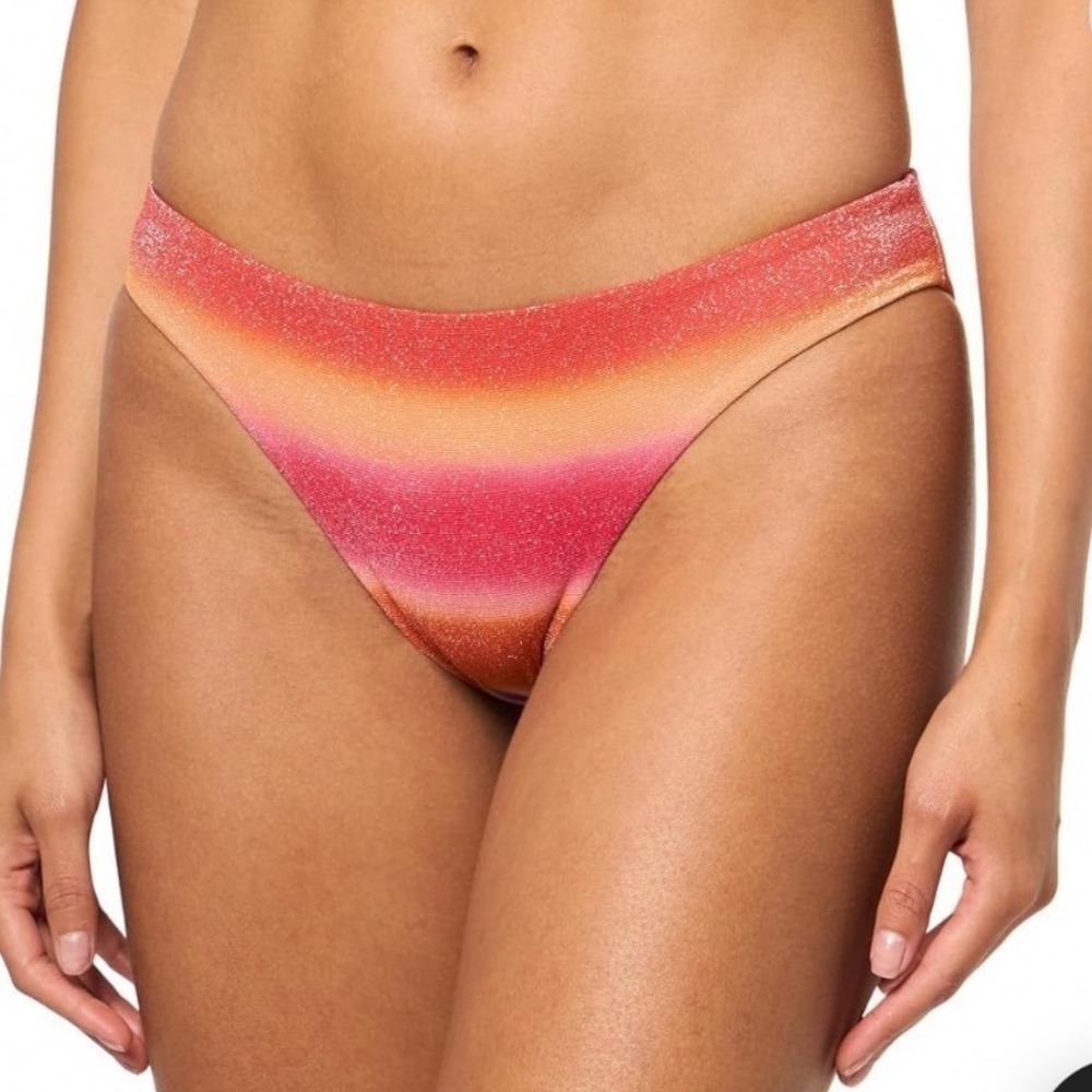 NWOT Seafolly Bikini Bottoms Women Hot Pink Spectrum Shimmer Ombre Hipster 4